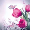 Serviette "Schmetterlinge & Tulpen"