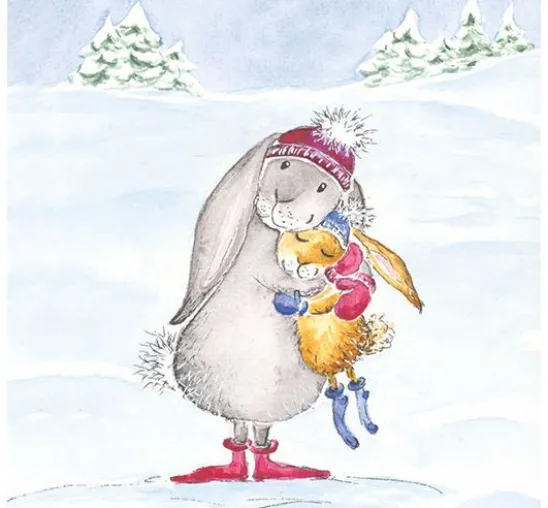 Serviette "Schneehase"