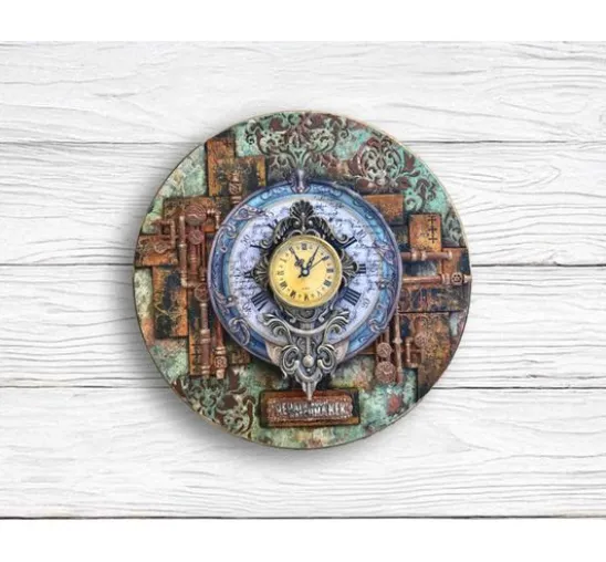 Silikonform A5 "Gardens of Time", Clock and Flowers