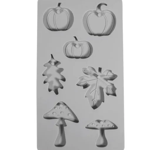 Silikon-Gießform "Kürbis, Pilz, Blatt"
