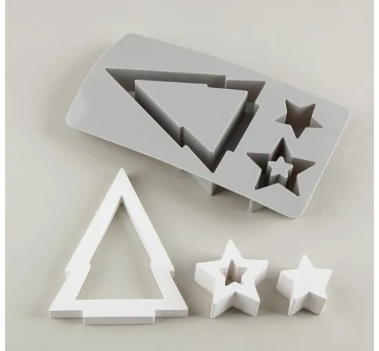 Silikon-Gießform "Teelichtbaum und Sterne"