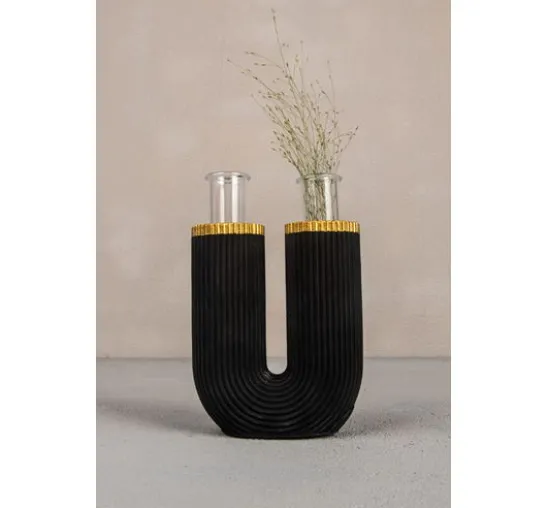 Silikon Gießform "U-Form Vase geriffelt"
