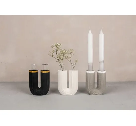 Silikon Gießform "U-Form Vase geriffelt"