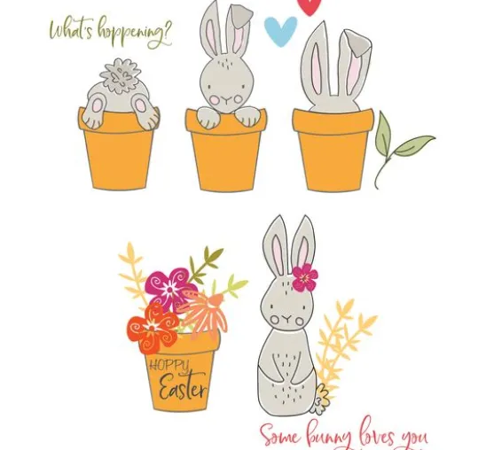 Sizzix Clear Stamps Set by Catherine Pooler "Bunny Bits & Blooms"