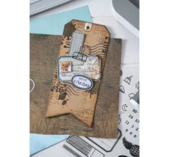 Sizzix Framelits Stanzschablone und Clear Stamps "Globetrotter’s Mark by 49 & Ma