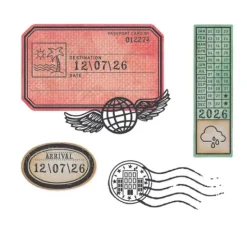 Sizzix Framelits Stanzschablone und Clear Stamps "Globetrotter’s Mark by 49 & Ma