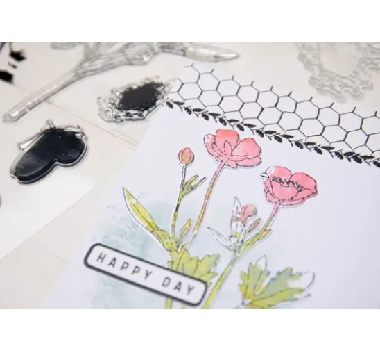 Sizzix Framelits Stanzschablone und Clear Stamps "Painted Pencil Botanical"