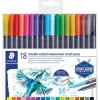 STAEDTLER Doppelfasermaler mit Pinselspitze, 18 St.