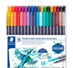 STAEDTLER Doppelfasermaler mit Pinselspitze, 36 Stück