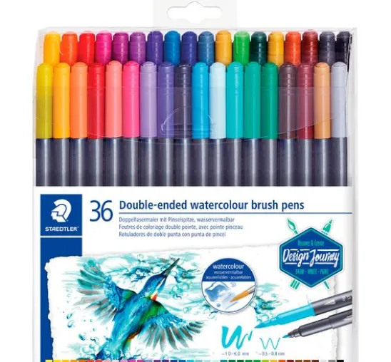 STAEDTLER Doppelfasermaler mit Pinselspitze, 36 Stück