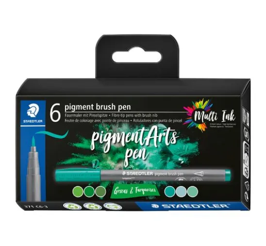 STAEDTLER Pigment brush pen, 6er-Set