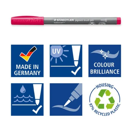 STAEDTLER Pigment brush pen, 6er-Set