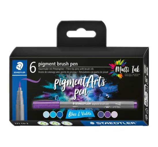 STAEDTLER Pigment brush pen, 6er-Set