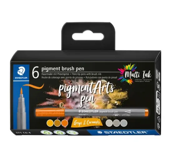 STAEDTLER Pigment brush pen, 6er-Set