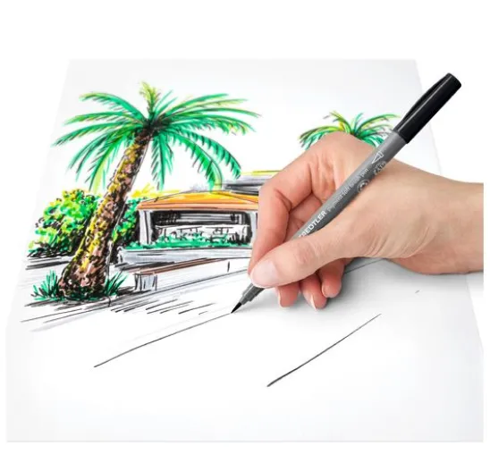 STAEDTLER Pigment soft brush pen "Greys", 6er-Set