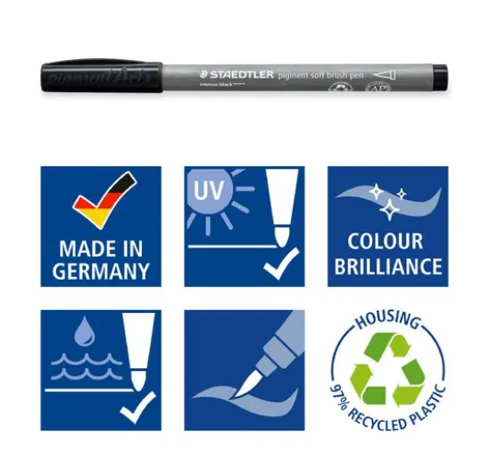 STAEDTLER Pigment soft brush pen "Greys", 6er-Set