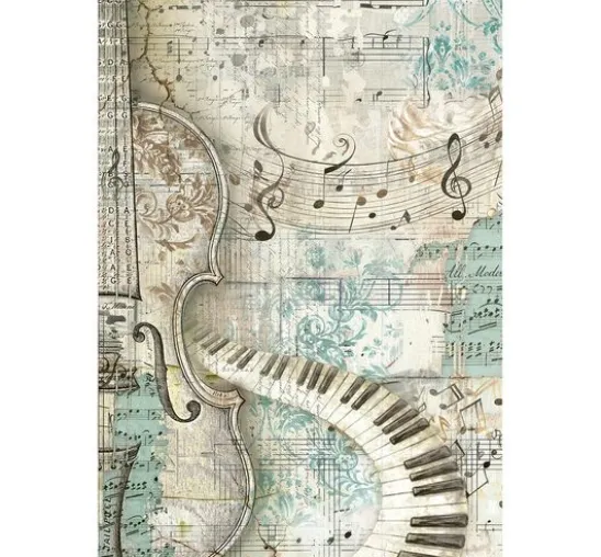 Stamperia Motiv-Strohseide Backgrounds "Symphony", DIN A6, 8er Set