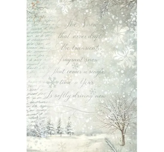 Stamperia Motiv-Strohseide Backgrounds "White Christmas", DIN A6, 8er Set