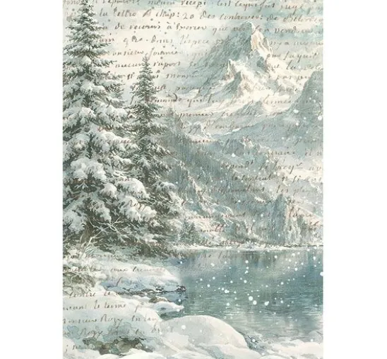 Stamperia Motiv-Strohseide Backgrounds "White Christmas", DIN A6, 8er Set