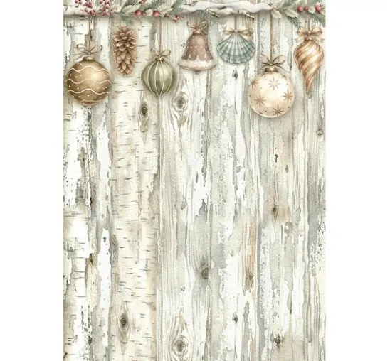 Stamperia Motiv-Strohseide Backgrounds "White Christmas", DIN A6, 8er Set