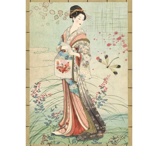 Stamperia Motiv-Strohseiden Sortiment "Oriental Garden", DIN A6, 8er Set