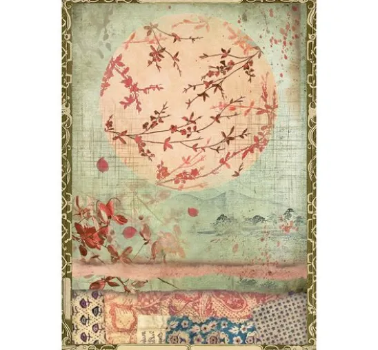 Stamperia Motiv-Strohseiden Sortiment "Oriental Garden", DIN A6, 8er Set