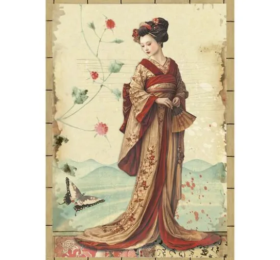Stamperia Motiv-Strohseiden Sortiment "Oriental Garden", DIN A6, 8er Set