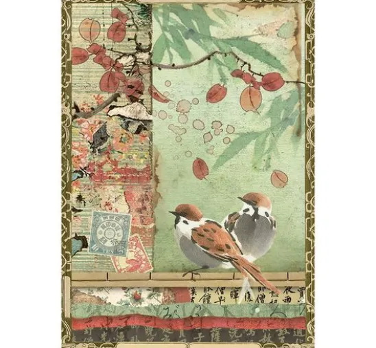 Stamperia Motiv-Strohseiden Sortiment "Oriental Garden", DIN A6, 8er Set