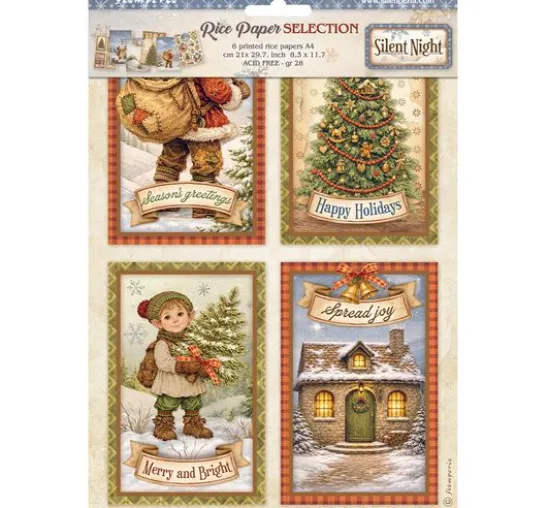 Stamperia Motiv-Strohseiden Sortiment "Silent Night", DIN A4, 6er-Set