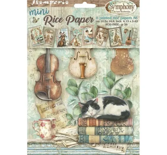 Stamperia Motiv-Strohseiden Sortiment "Symphony", DIN A6, 8er Set