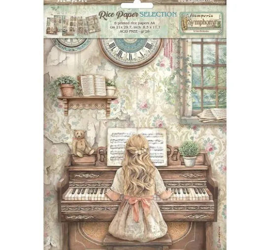 Stamperia Motiv-Strohseiden Sortiment "Symphony", DIN A4, 6er-Set