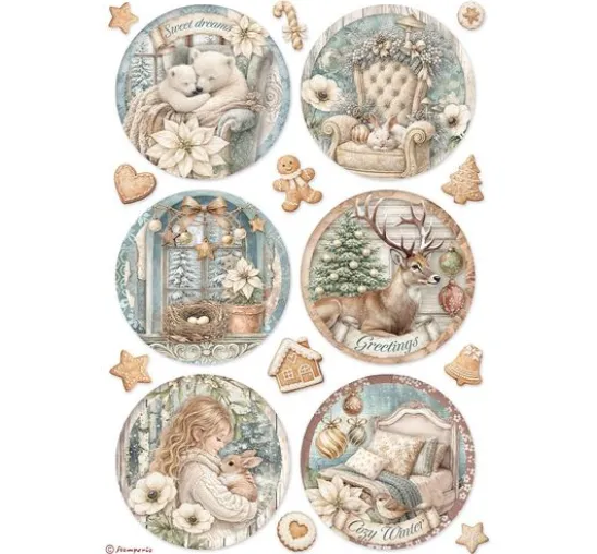 Stamperia Motiv-Strohseiden Sortiment "White Christmas", DIN A4 , 6er-Set
