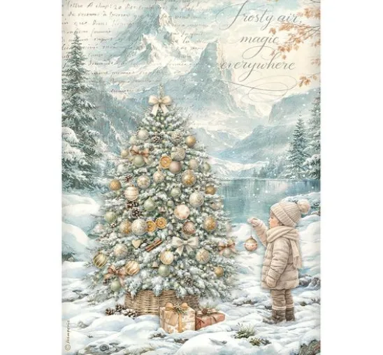 Stamperia Motiv-Strohseiden Sortiment "White Christmas", DIN A4 , 6er-Set