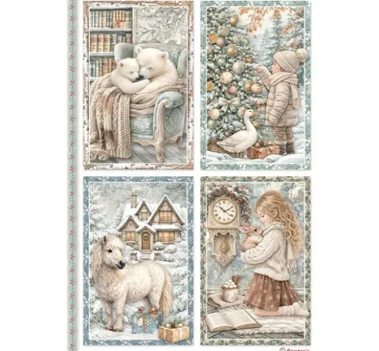 Stamperia Motiv-Strohseiden Sortiment "White Christmas", DIN A4 , 6er-Set