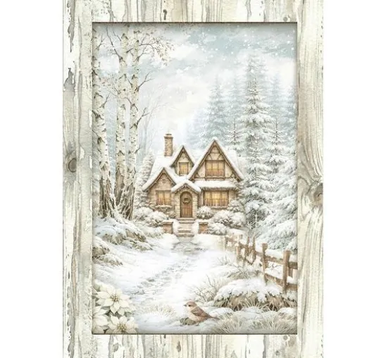 Stamperia Motiv-Strohseiden Sortiment "White Christmas", DIN A6, 8er Set