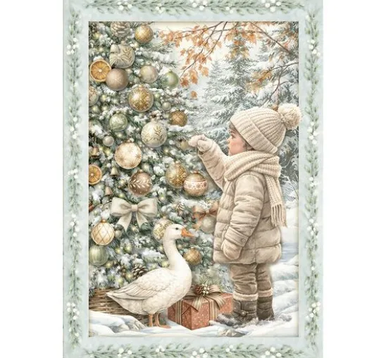 Stamperia Motiv-Strohseiden Sortiment "White Christmas", DIN A6, 8er Set