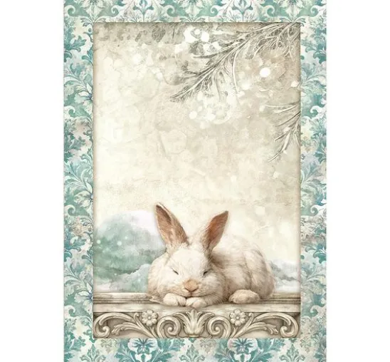 Stamperia Motiv-Strohseiden Sortiment "White Christmas", DIN A6, 8er Set