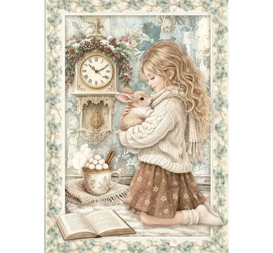 Stamperia Motiv-Strohseiden Sortiment "White Christmas", DIN A6, 8er Set