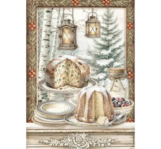 Stamperia Motiv-Strohseiden Sortiment "White Christmas", DIN A6, 8er Set