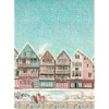 Stamperia Motiv-Strohseide "Winter Magic - Village"