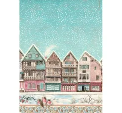 Stamperia Motiv-Strohseide "Winter Magic - Village"