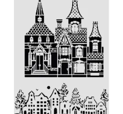 Stamperia Schablone "Christmas House", 20 x 25 cm