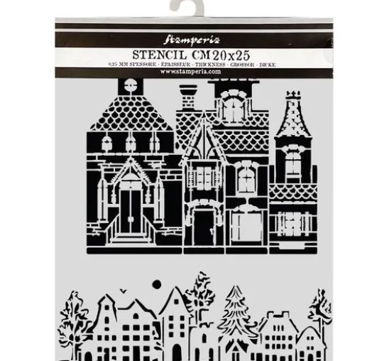 Stamperia Schablone "Christmas House", 20 x 25 cm