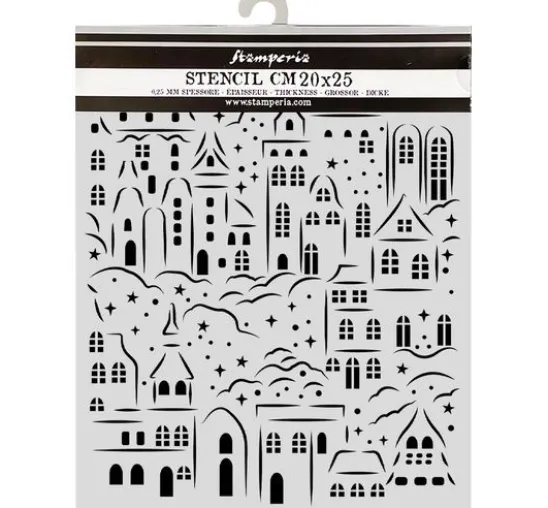 Stamperia Schablone "Christmas Village", 20 x 25 cm