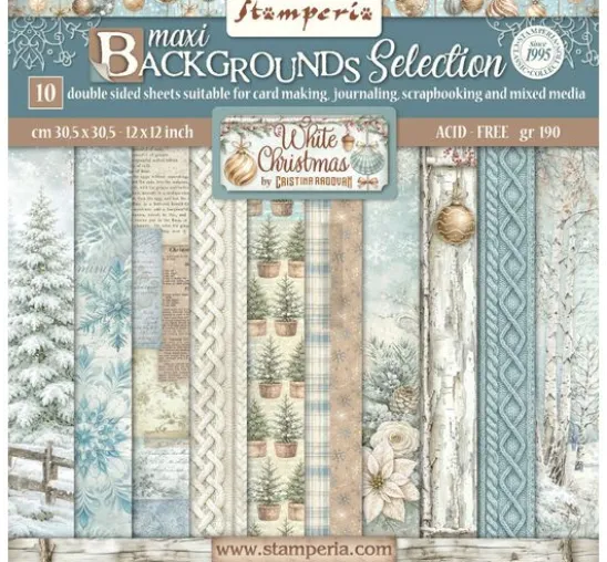 Stamperia Scrapbook-Block "White Christmas Backgrounds"