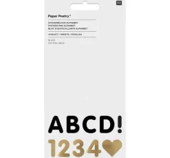 Stickerblock "Alphabet", Schwarz/Gold