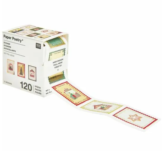 Stickerrolle "Briefmarken Weihnachtspost"