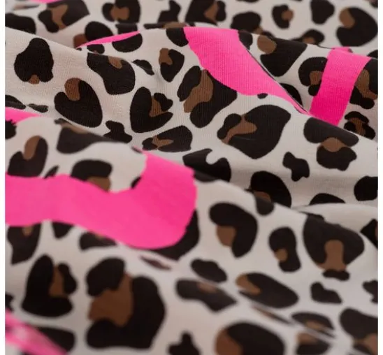 Sweat-Stoff Neon Print "Leopard mit Herz"
