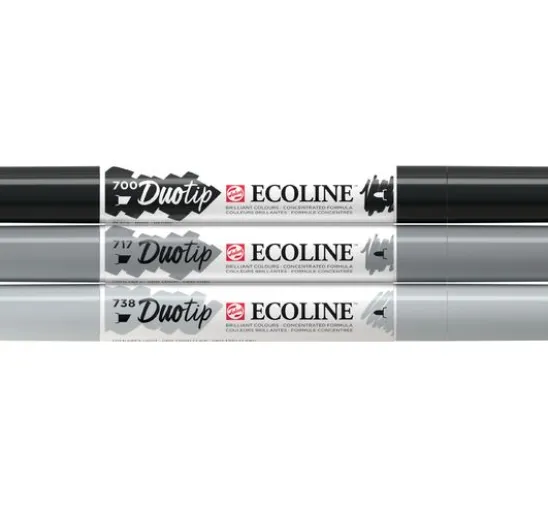 Talens Ecoline Duotip "Schwarz-Grau-Set"