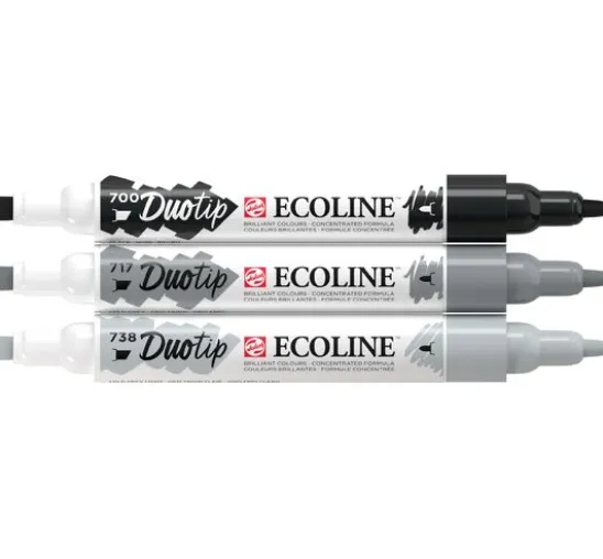 Talens Ecoline Duotip "Schwarz-Grau-Set"